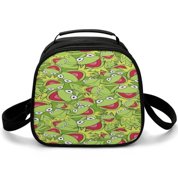 Ker-mit The Frog Lunch Bag Small Lunch Box Shoulder Strap Reusable Food Tote Bag for Snacks Drinks