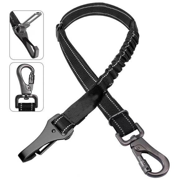 KerTilt Reflective Bungee Dog Seat Belt for Car, Adjustable Pet Safety Belt, 1 Pack