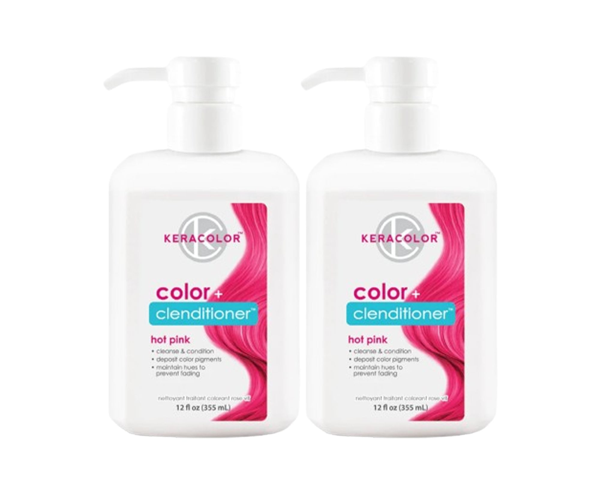 Keracolor Color + Clenditioner - Semi Permanent Hair Dye - Hot Pink- 12oz each - 2pc Bundle