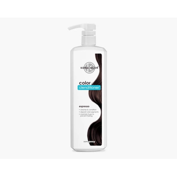 Keracolor Color + Clenditioner -Semi-permanent hair dye- 3-in-1 Product Color, Cleanse, Condition - Espresso -33.8oz