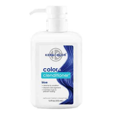 Keracolor Semi Permanent Hair Dye 3 in 1 Clenditioner, Blue, 12 fl oz