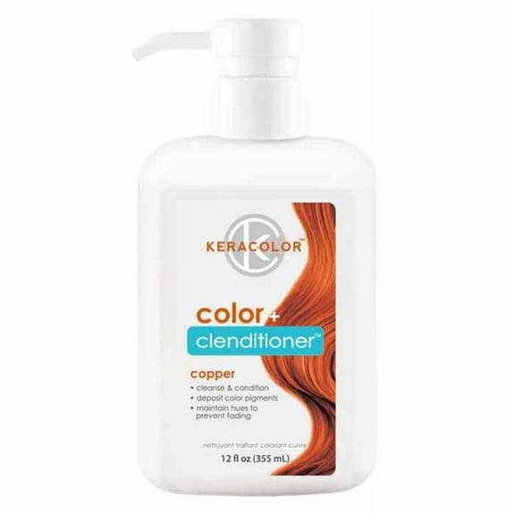 Keracolor Semi Permanent Hair Dye 3 in 1 Clenditioner, Copper, 12 fl oz
