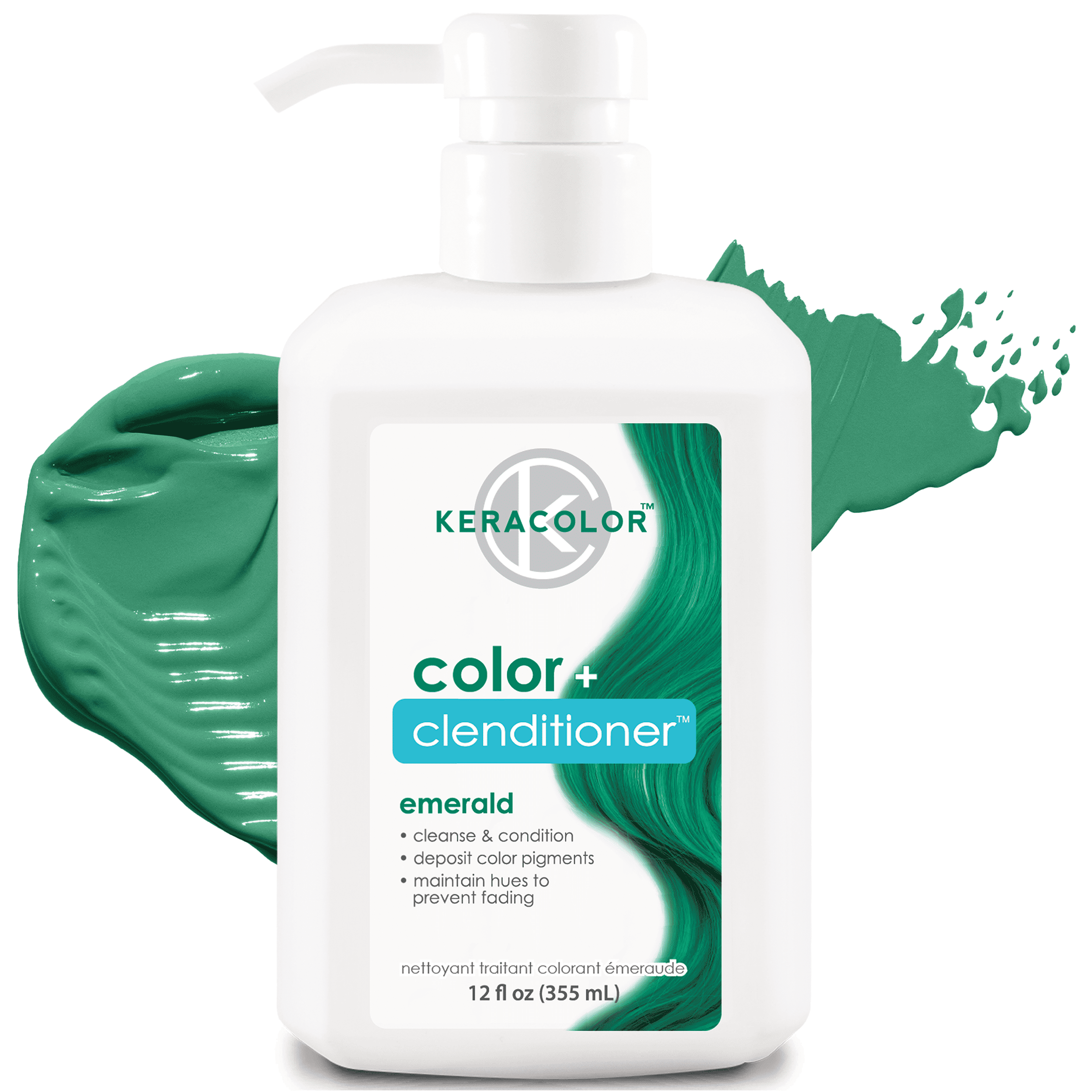 Keracolor Semi Permanent Hair Dye 3 in 1 Clenditioner, Emerald, 12 fl oz