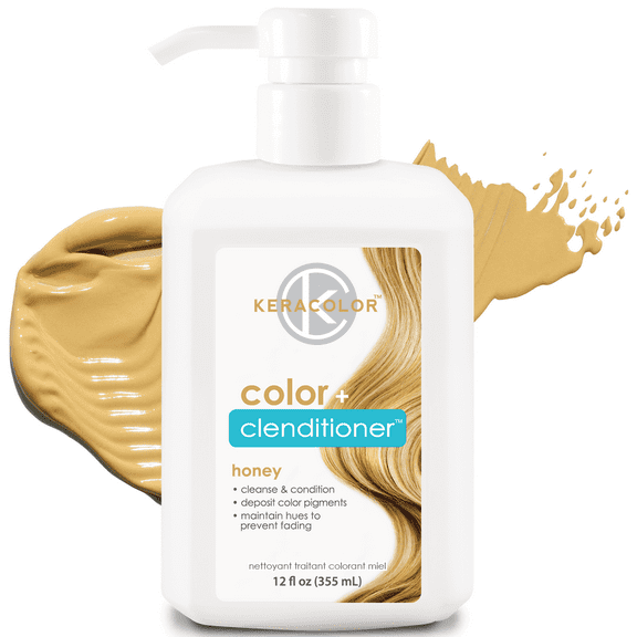 Keracolor Semi Permanent Hair Dye 3 in 1 Clenditioner, Honey, 12 fl oz