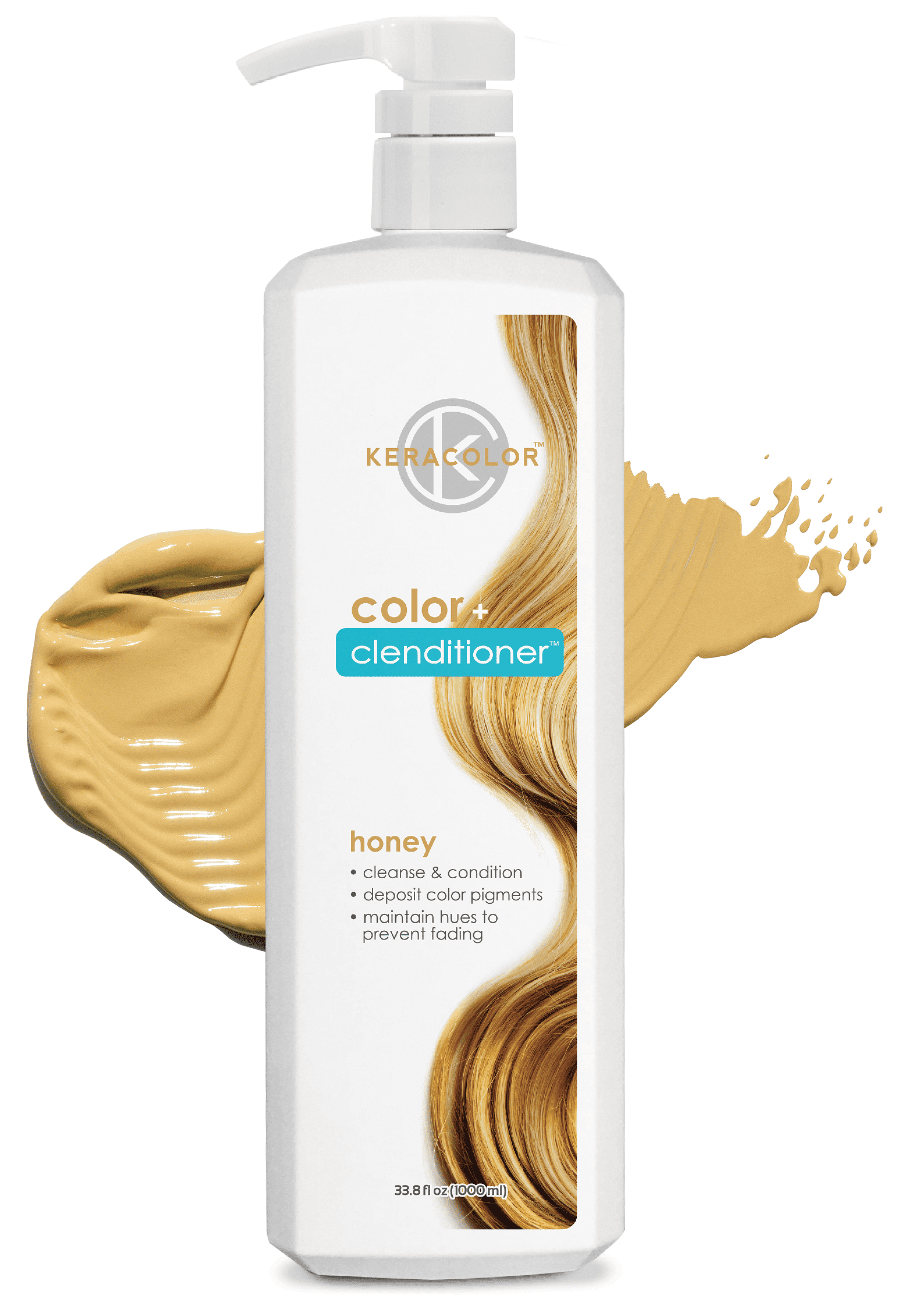 KERA Keracolor Semi Permanent Hair Dye 3 in 1 Clenditioner, Honey, 33.8