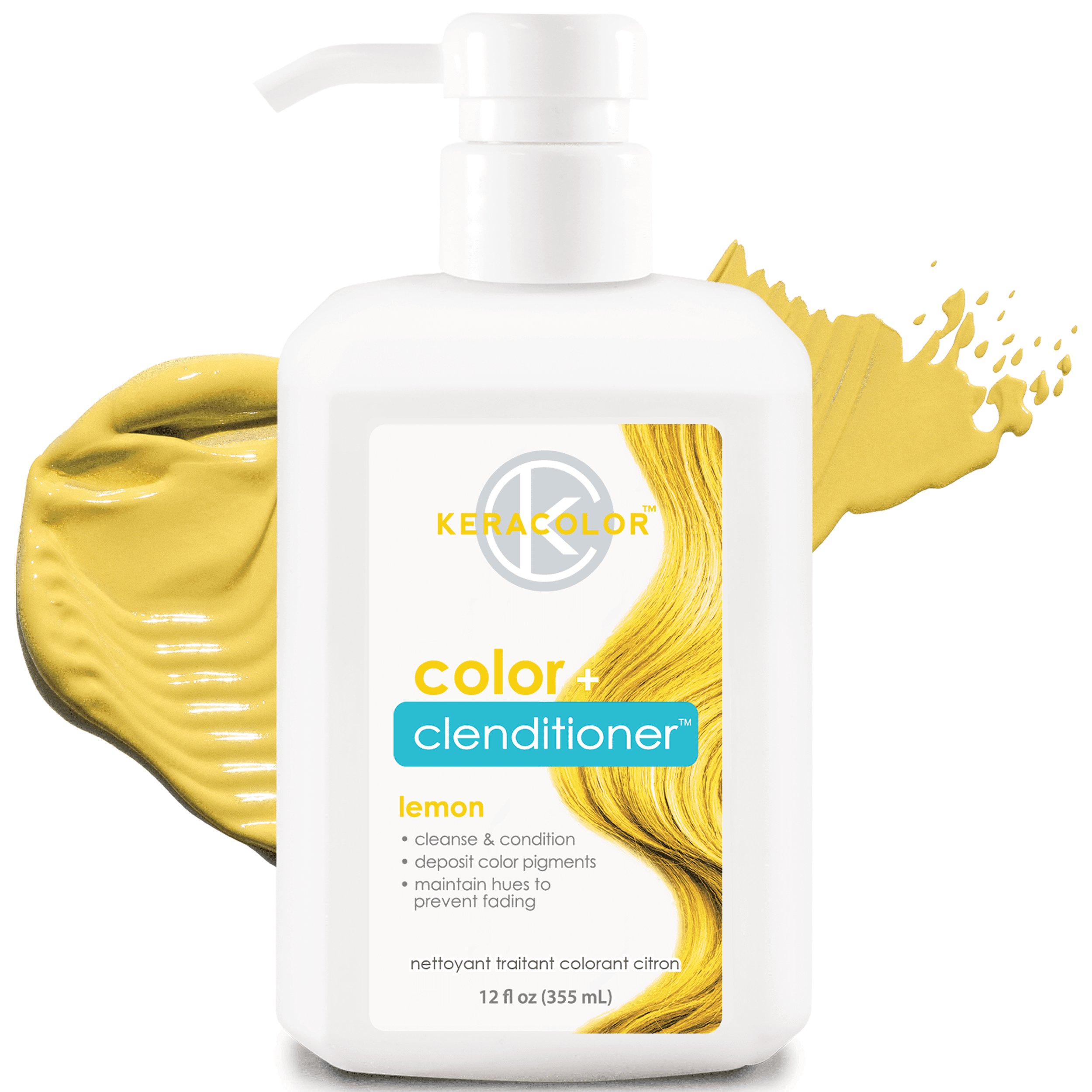 Keracolor Semi Permanent Hair Dye 3 in 1 Clenditioner, Lemon, 12 fl oz