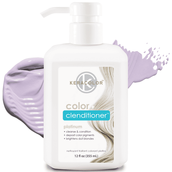 Keracolor Semi Permanent Hair Dye 3 in 1 Clenditioner, Platium, 12 fl oz