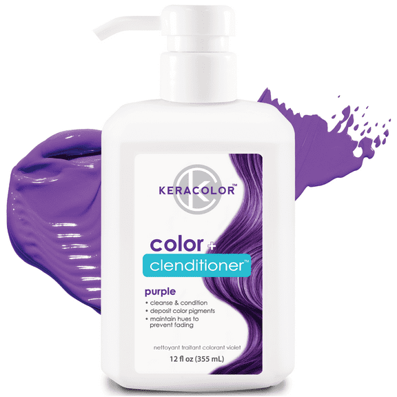 Keracolor Semi Permanent Hair Dye 3 in 1 Clenditioner, Purple, 12 fl oz