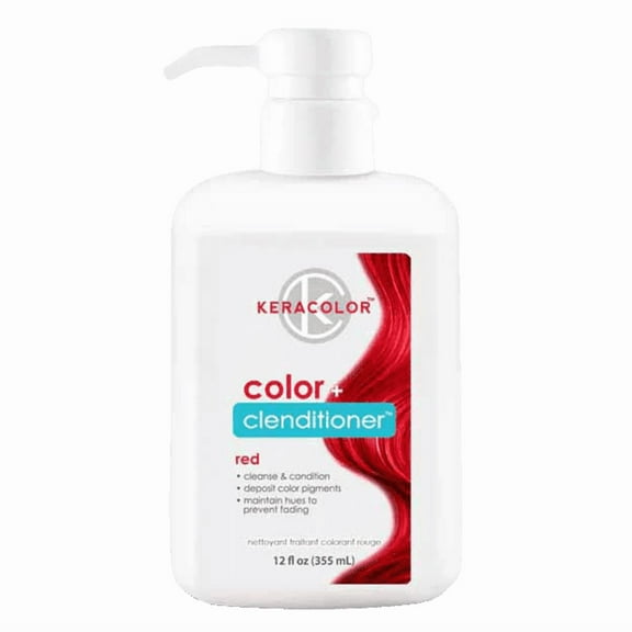 Keracolor Semi Permanent Hair Dye 3 in 1 Clenditioner, Red, 12 fl oz