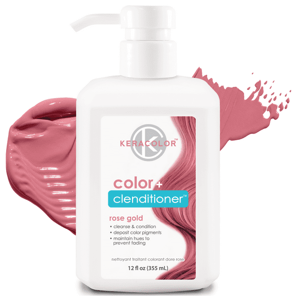 Keracolor Semi Permanent Hair Dye 3 in 1 Clenditioner, Rose Gold, 12 fl oz