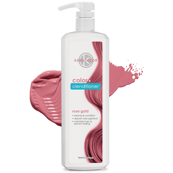 Keracolor Semi Permanent Hair Dye 3 in 1 Clenditioner, Rose Gold, 33.8 fl oz