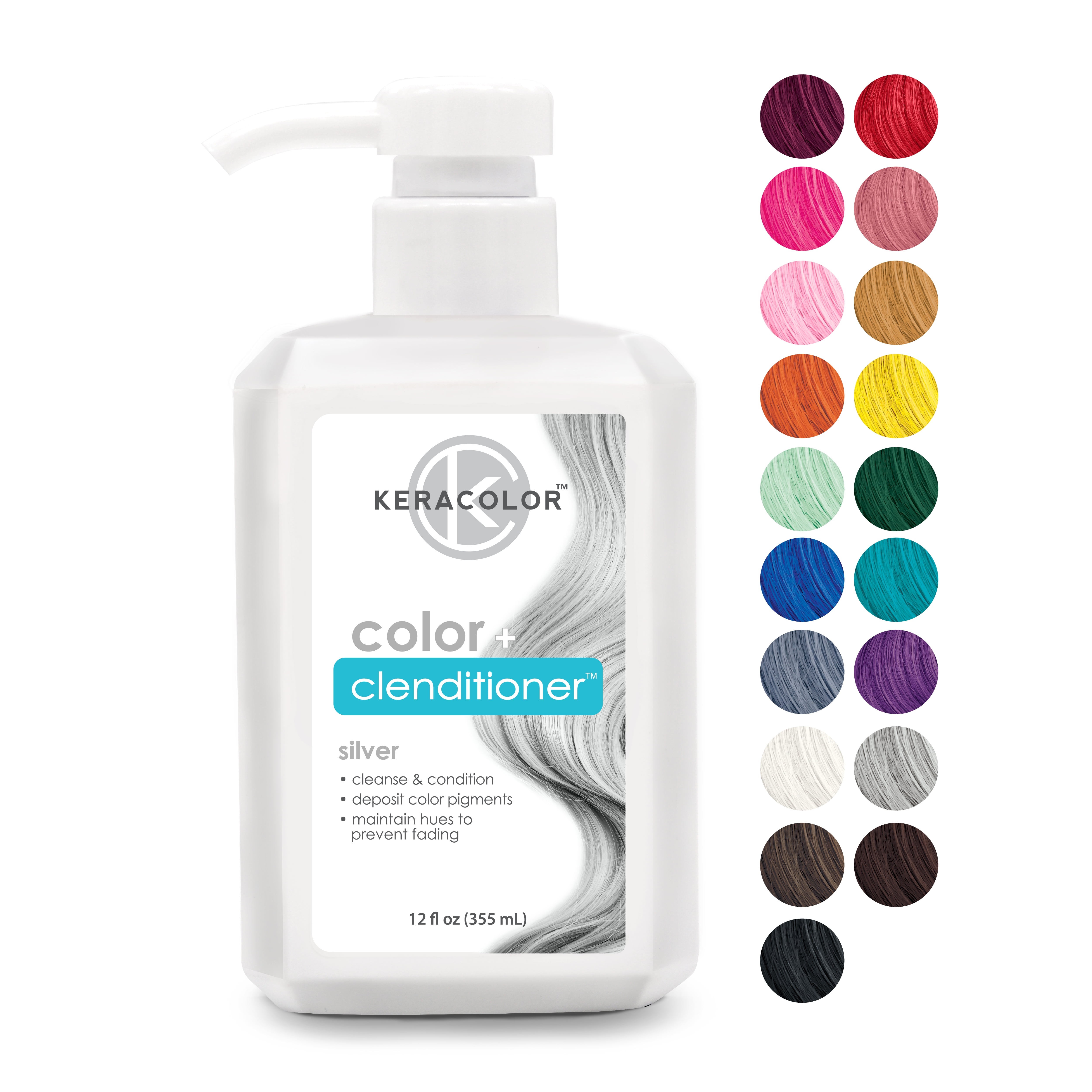 Keracolor Semi Permanent Hair Dye 3 in 1 Clenditioner, Silver, 12 fl oz
