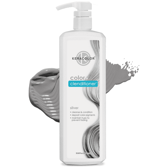 Keracolor Semi Permanent Hair Dye 3 in 1 Clenditioner, Silver, 33.8 fl oz