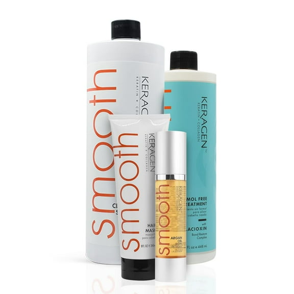 Keragen Brazilian Keratin Kit - Formaldehyde-Free Smoothing Treatment Combo