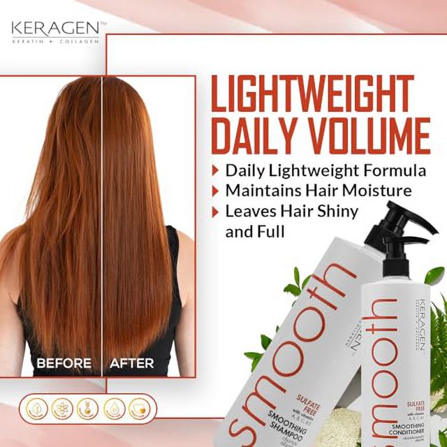 Keragen Smoothing Shampoo and Conditioner with Keratin and Collagen