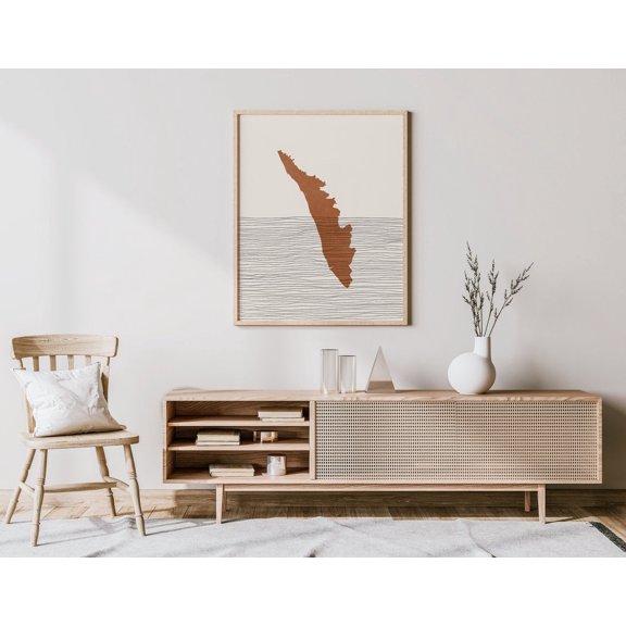 Kerala India Map Wall Art Print, Minimalist State Decor