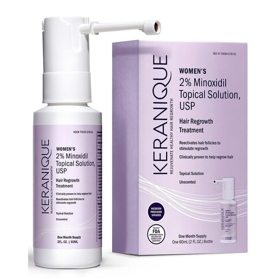 Keranique Hair Regrowth Treatment Spray with 2% Minoxidil for Hair Growth & Thickening, 2 fl oz
