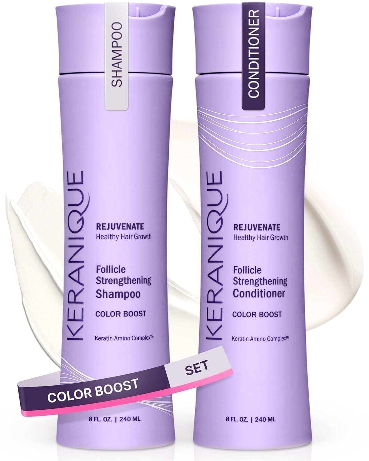 Keranique Volumizing Color Safe Shampoo & Conditioner Set for Color Treated Hair, 2 Piece, 8 fl oz