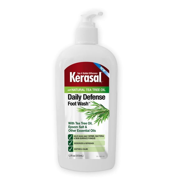 Kerasal Daily Defense Foot Wash Plus Natural Tea Tree Oil Liquid, 12 Oz..