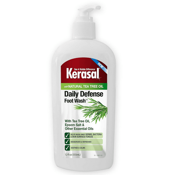 Kerasal Daily Defense Foot Wash Plus Natural Tea Tree Oil, Liquid, 12 fl oz