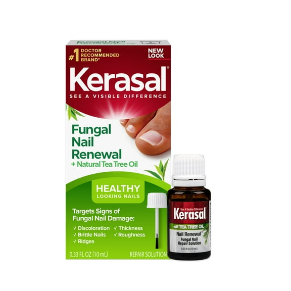 Kerasal Plus Tea Tree Oil Nail Renewal Fungal Nail Repair Solution Precision Brush, 10 ml (0.33 Fl Oz)