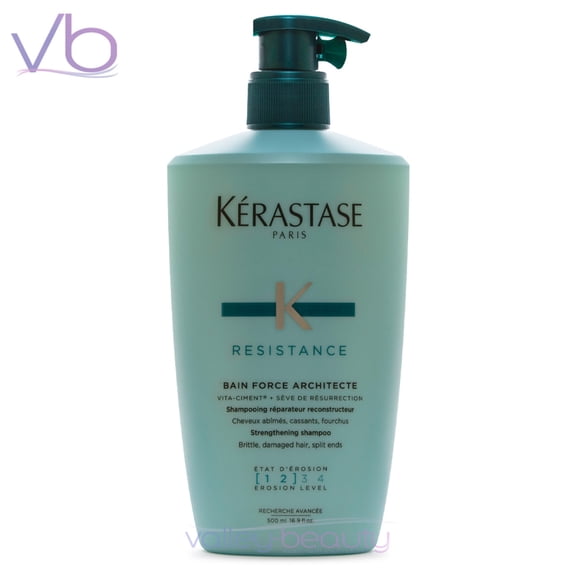 Kerastase Bain Force Architecte | Reconstructing Shampoo For Damaged Hair with Pump, 500ml