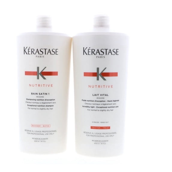 Kerastase Bain Satin 1 Shampoo 34 oz , Lait Vital Conditioner 34 oz Set