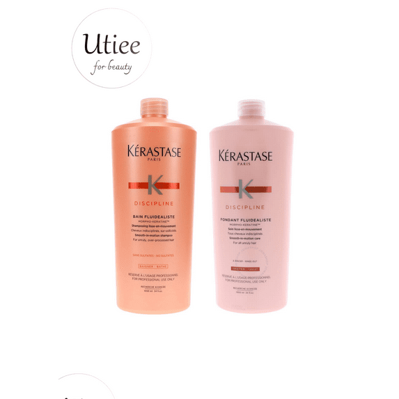 Kerastase Discipline Bain Fluidealiste Shampoo (Sulfate Free) and Fondant Fluidealiste Conditioner 34.0Oz each