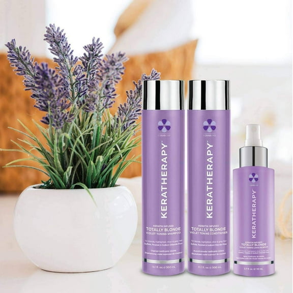 Keratherapy Violet-Based TOTALLY BLONDE COLLECTION Shampoo + Condition + Toning Leave-In