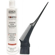 Keratin Forte Extra Strength Brazilian Keratin Hair Treatment Straightening Complex Blowout Treatment Professional Grade Natural Organic Results Argan Oil Keratina Brasilera Alisar Pelo 10oz+Brush