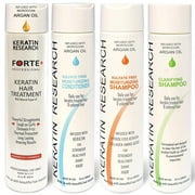 Keratin Forte Extra Strength Brazilian Keratin Hair Treatment Straightening Kit Complex Blowout Treatment Natural Organic Results with Clarifying Moisturizing Shampoo Conditioner 4x10oz