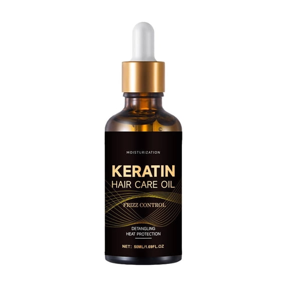 Keratin Hair Oil for Damaged Strands, Smoothing Frizz Control Serum, Nourishing Lightweight Treatment for Silky Shine, Dropper Bottle for Daily Styling
