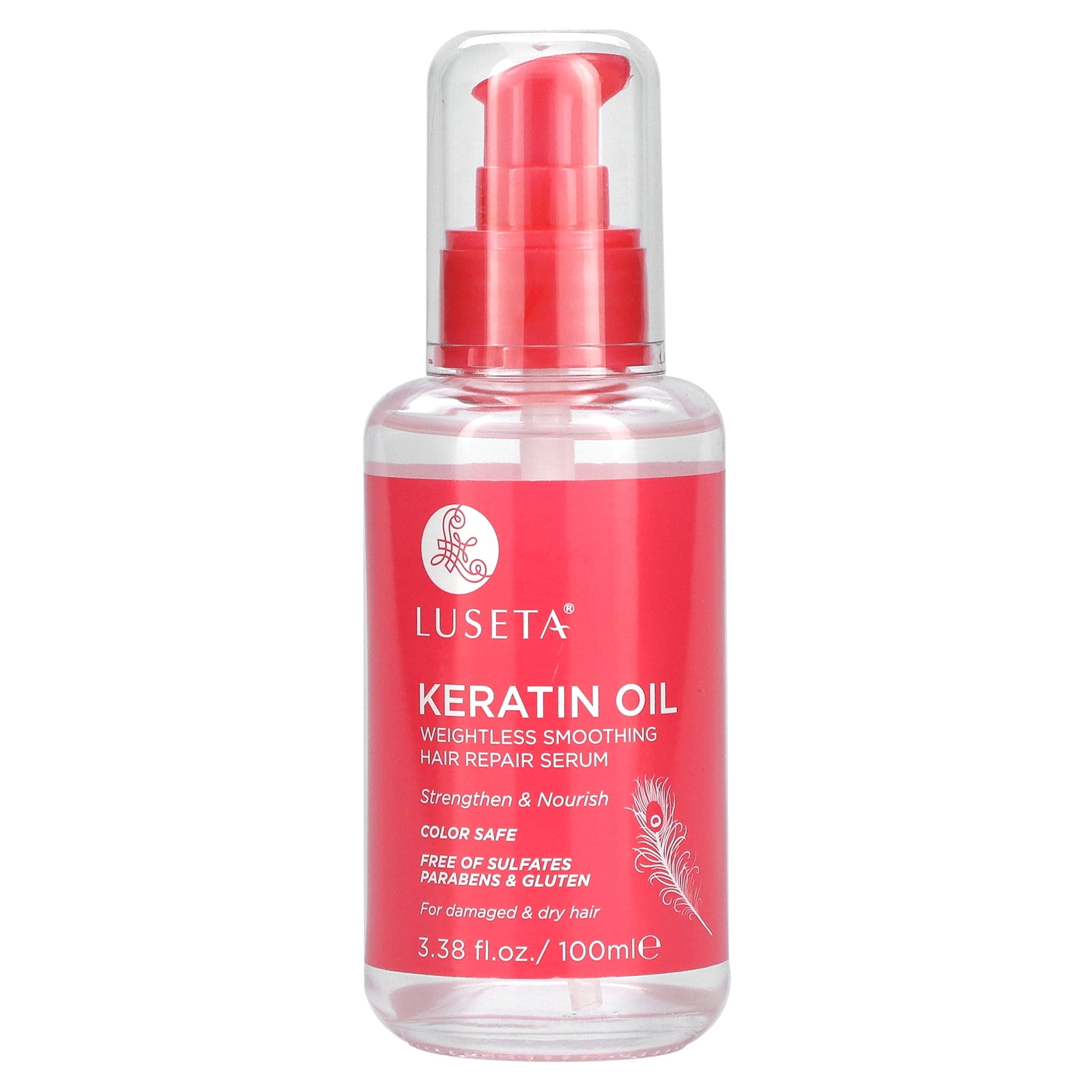 Keratin Oil, Weightless Smoothing Hair Repair Serum, 3.38 fl oz (100 ml
