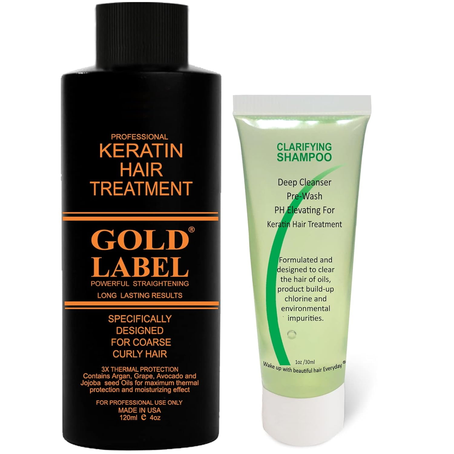 Keratin Research Gold Label Brazilian Keratin Hair Treatment Straightening Complex Blowout Organic Results. Effective Any All Hair Types Coarse Thick Kinky Curly Damaged Colored Bleached (4oz+1oz)