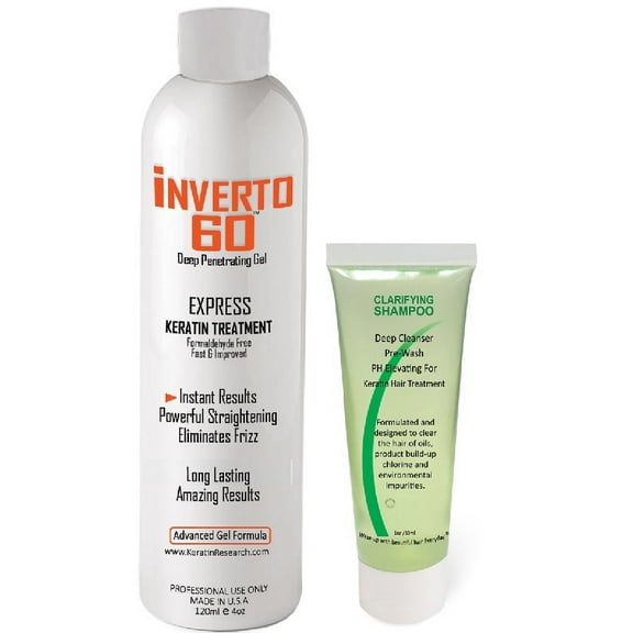 Keratin Research INVERTO 60 Advanced Gel Keratin Hair Straightening Treatment Formaldehyde Free Fast Application Process ,120ml Includes Sulfate-Free Starter kit Instant Results