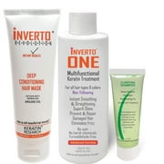 Keratin Research INVERTO ONE Formaldehyde-Free Brazilian Keratin Hair Treatment Kit Straightening Complex Blowout Treatment Natural Organic Results with Clarifying Shampoo Hair Mask 4oz+4oz+1oz