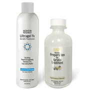 Keratin Research UltraGel FX Brazilian Keratin Blowout Hair Treatment 120ml with Advanced Gel and Pre-Treatment Booster For Best Results All Hair Types including Coarse Curly Black Dominican Brazilian