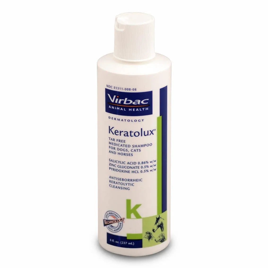 Keratolux Virbac Antiseborrheic Tar-Free Shampoo 8 oz.