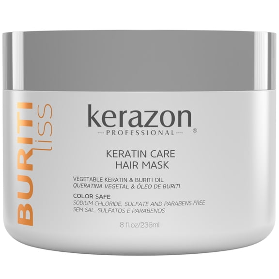 Kerazon Hair Mask Anti Frizz Keratin Care, Moisturizing, Deep Hydration for Dry Damaged Hair Buriti Liss 8oz. New Packaging!