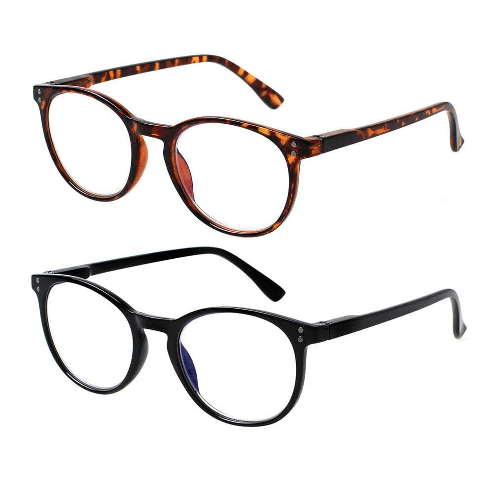 Kerecsen 2 Pack Reading Glasses Blue Light Blocking Oval Frame Reader 3431