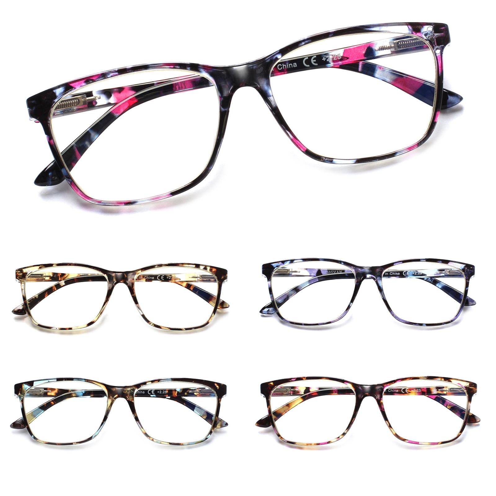 Kerecsen 5 Pack Ladies Reading Glasses Blue Light Blocking Pattern