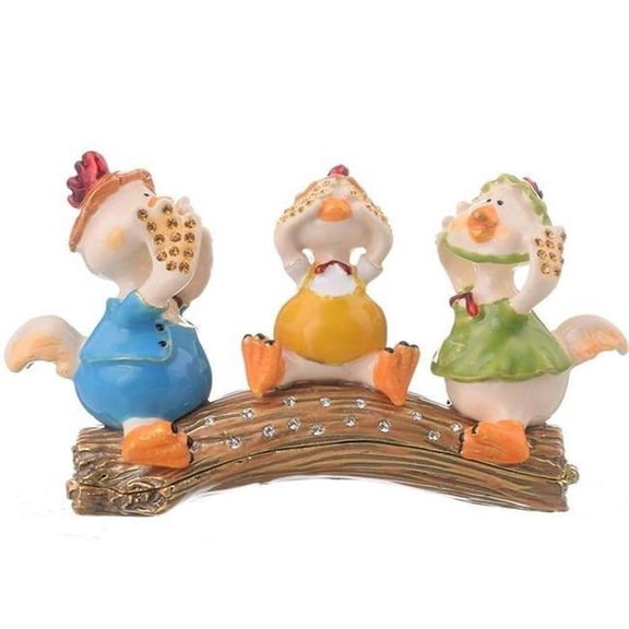 Keren Kopal DX1427 Three Ducks Enamel Painted Trinket Box with Austrian Crystals