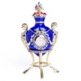 thumbnail image 1 of Keren Kopal E2067 Decorated Faberge Egg with Clock Enamel Painted Trinket Box with Austrian Crystals, Blue, 1 of 1
