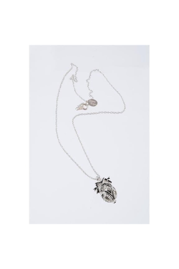 P165 Egg Pendant Necklace, Silver & Black