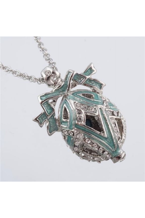 P167 Egg Pendant Necklace, Silver & Light Green