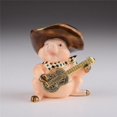 thumbnail image 1 of Keren Kopal P1954 Pig Playing Guitar Enamel Painted Trinket Box with Austrian Crystals, 1 of 7