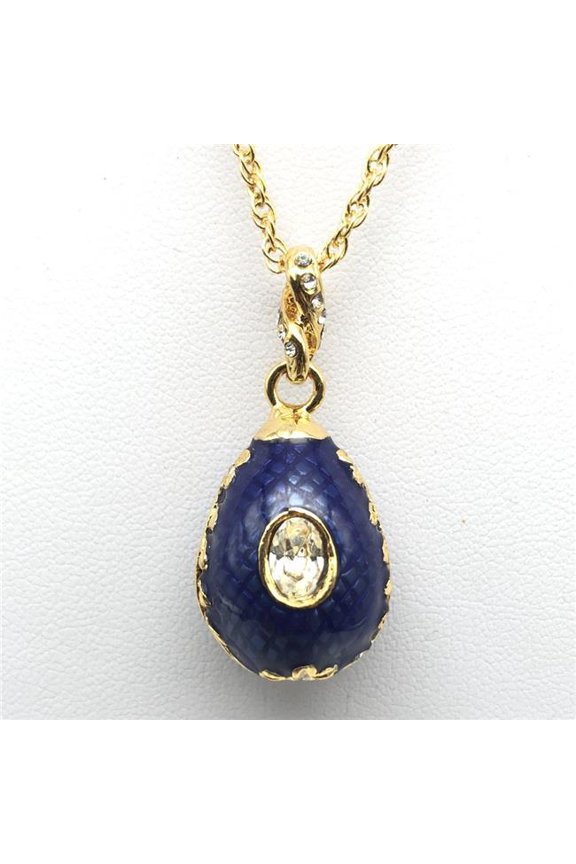 P708 Egg Pendant Gold Necklace, Blue