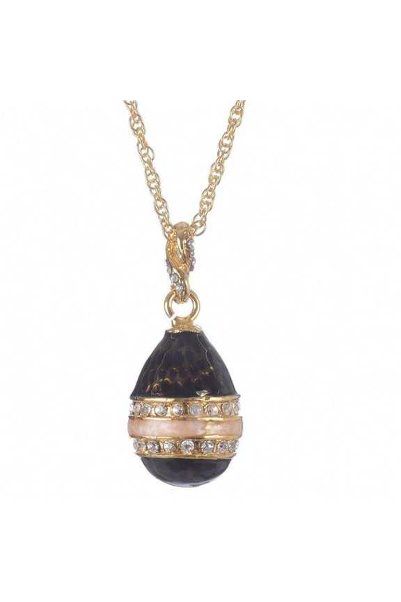 P724 Egg Pendant Necklace, Black