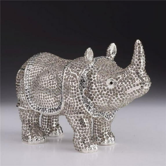 Keren Kopal RX1982 Rhino Enamel Painted Trinket Box with Austrian Crystals