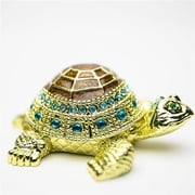 Keren Kopal T2007 Golden Turtle Enamel Painted Trinket Box with Austrian Crystals